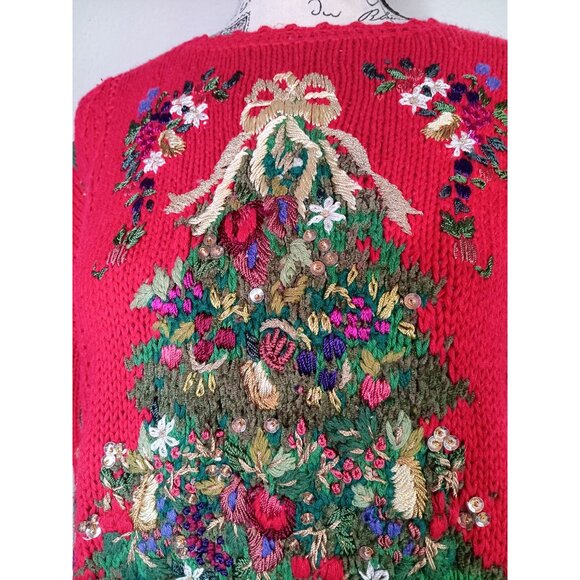 Vintage Heirloom Collectibles Heavily Embroidered Christmas Tree Sweater READ - Picture 2 of 6